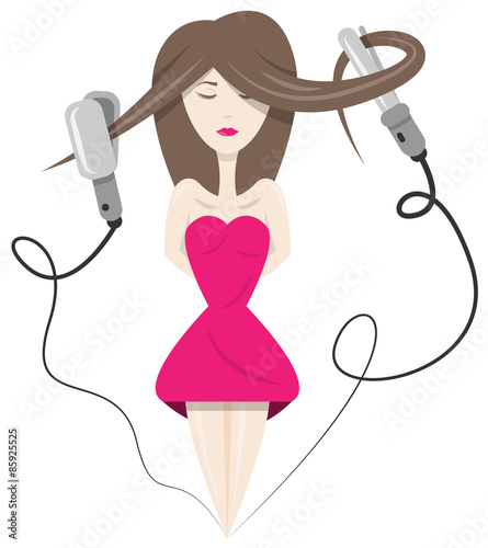 Friseur Friseursalon Frau Haare Styling Schönheit Salaon Vektor