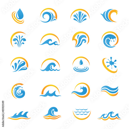 Set of Water and Sea Symbol Icons