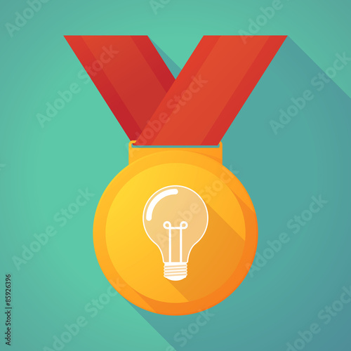 Long shadow gold medal with a light bulb