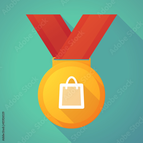 Long shadow gold medal with a shopping bag
