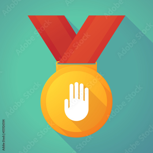 Long shadow gold medal with a hand