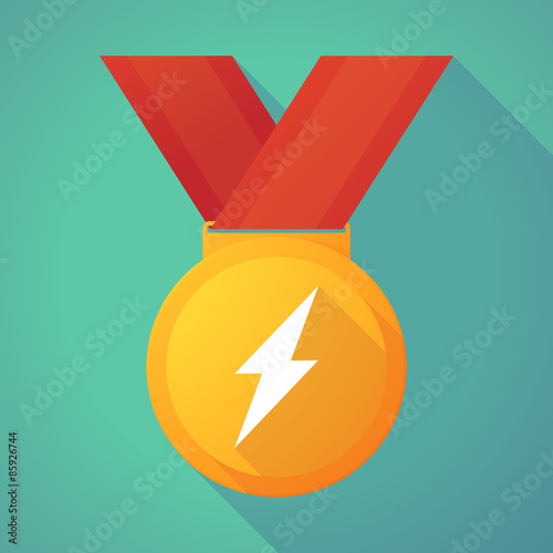Long shadow gold medal with a lightning