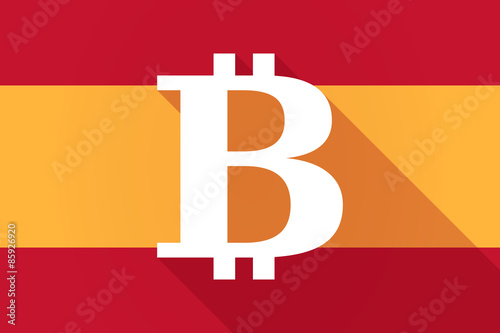 Spain  long shadow flag with a bit coin sign