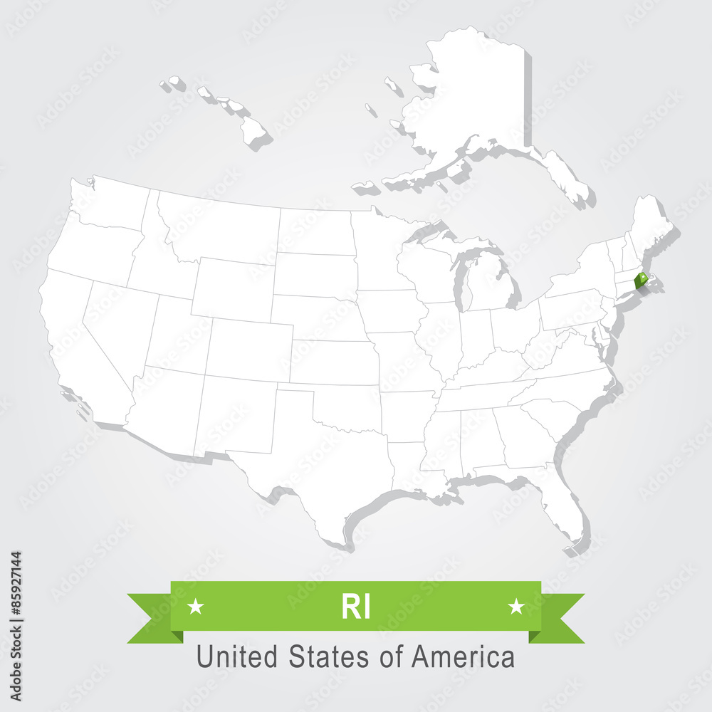RI state. USA administrative map.