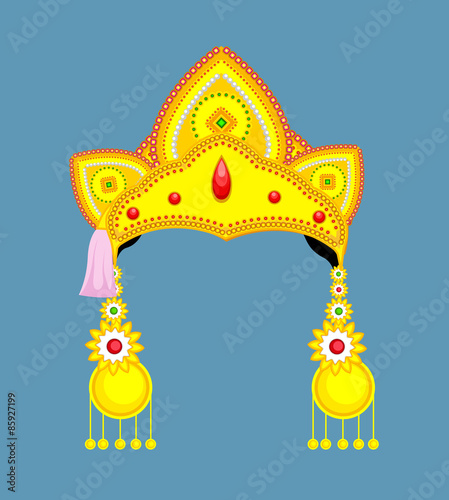 Golden Hindu Ornament and Crown for Mythological Character photo