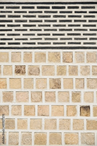 Canvas Print detail of traditional wall in Gyeongbok palace, in Seoul