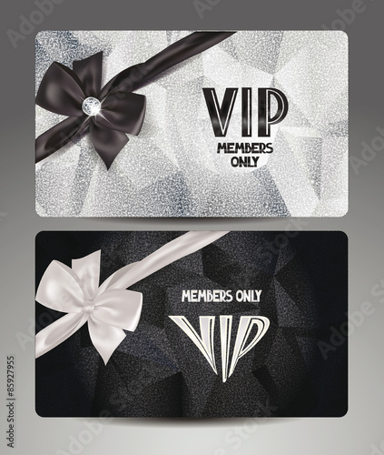 Elegant platinum VIP cards with silk ribbons