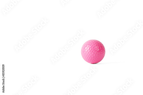 pink colored colf ball, isolated on white