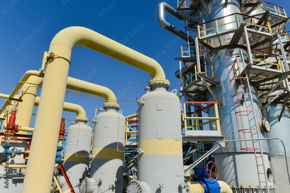 Gas compressor station in bright sunny summer day Gas compressor station in bright sunny summer day