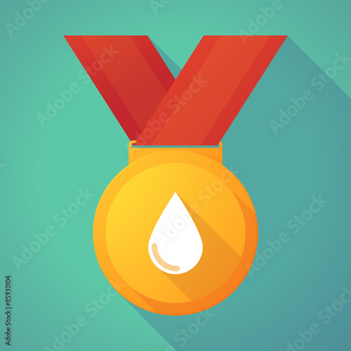 Long shadow gold medal with a blood drop