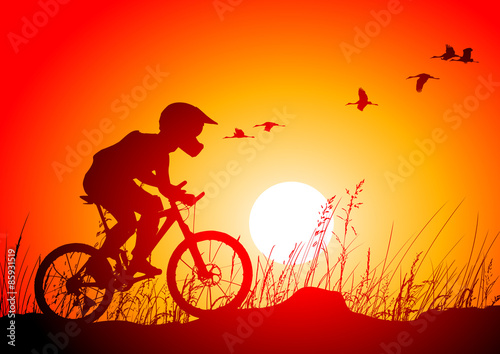 Mountain bike at sunset