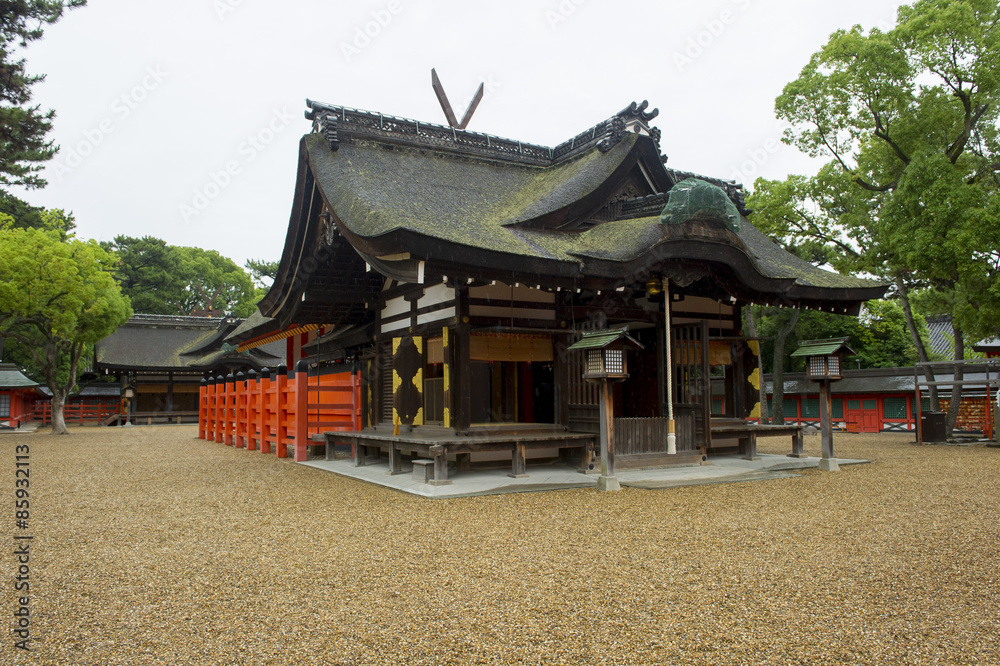 Obraz premium 住吉大社、雨