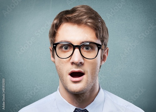 Astonishment, glasses, nerd.