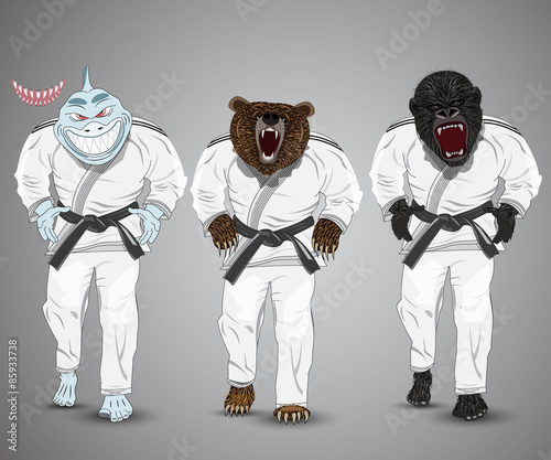 set of cartoon sports man-shark,man-bear and man-gorilla. photo