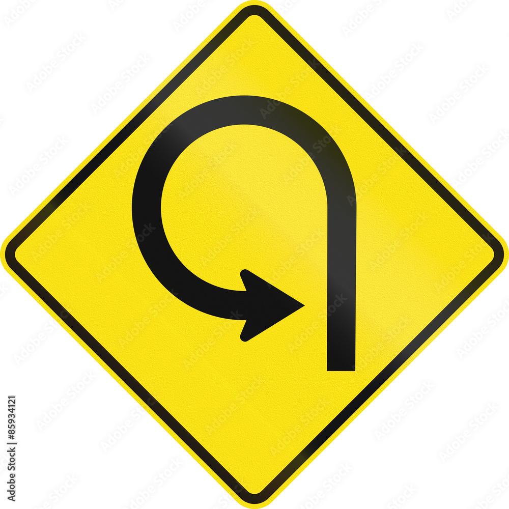 Australian road warning sign - 270 degree loop Australian road warning sign - 270 degree loop