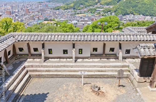 Inner wall of Shikiri Gate of Matsuyama castle, Japan photo