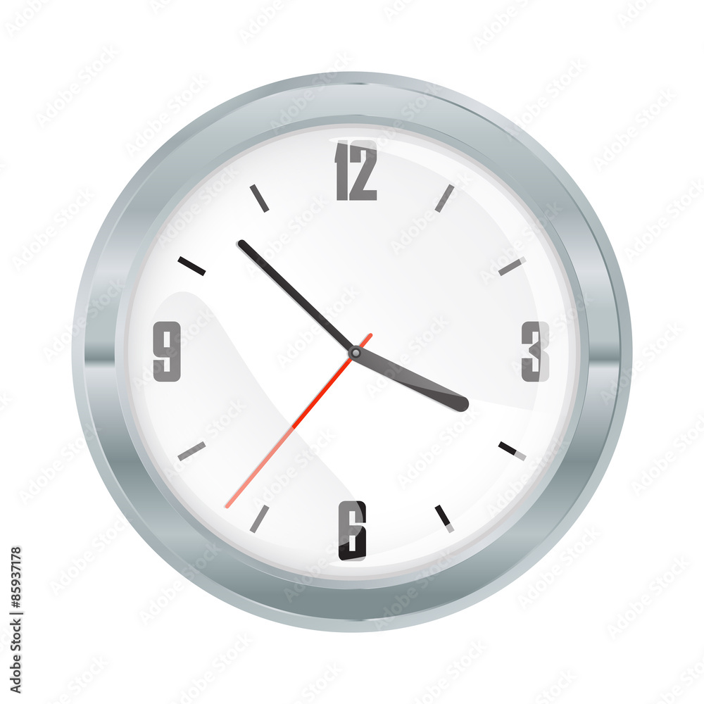 vector round mechanical platinum watch with a white dial and black numbers vector round mechanical platinum watch with a white dial and black numbers