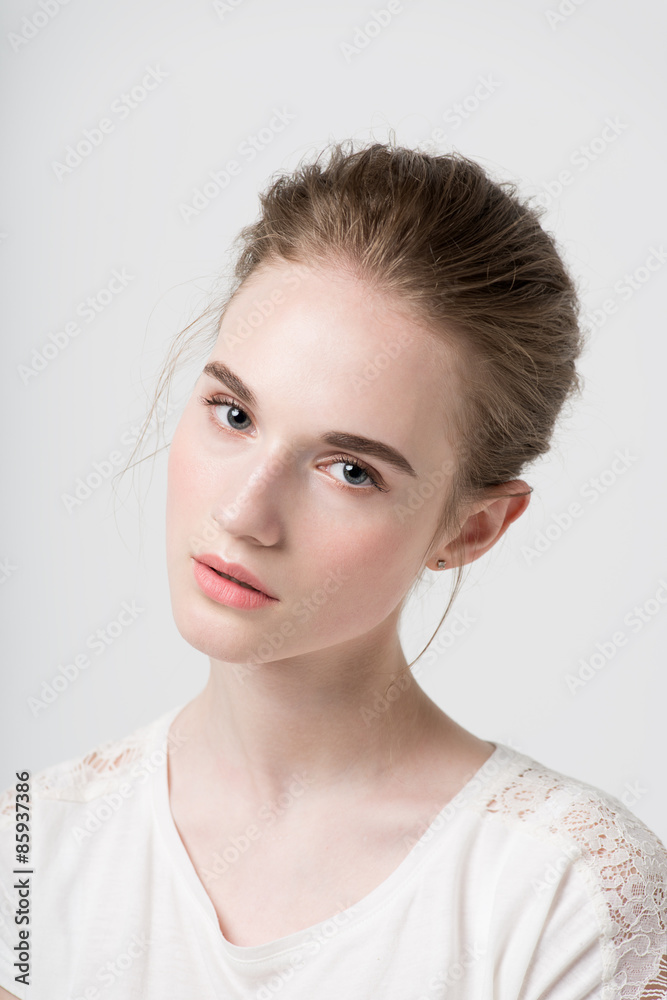 Glamour portrait of beautiful woman model with fresh daily Glamour portrait of beautiful woman model with fresh daily