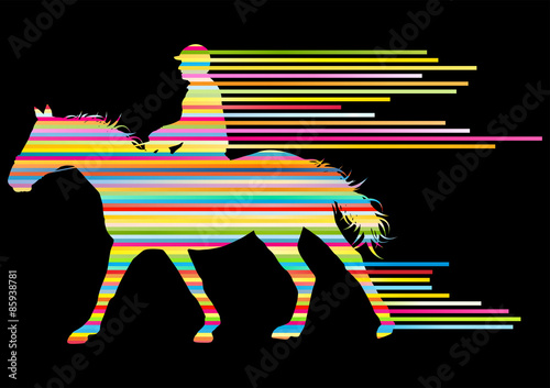 Horse riding equestrian sport with horse and rider vector backgr