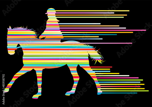Horse riding equestrian sport with horse and rider vector backgr