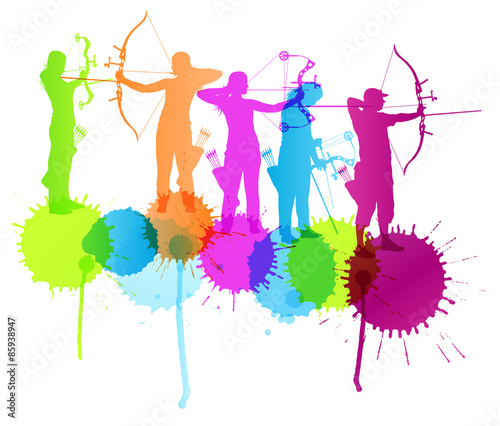 Archery vector background concept with color splashes