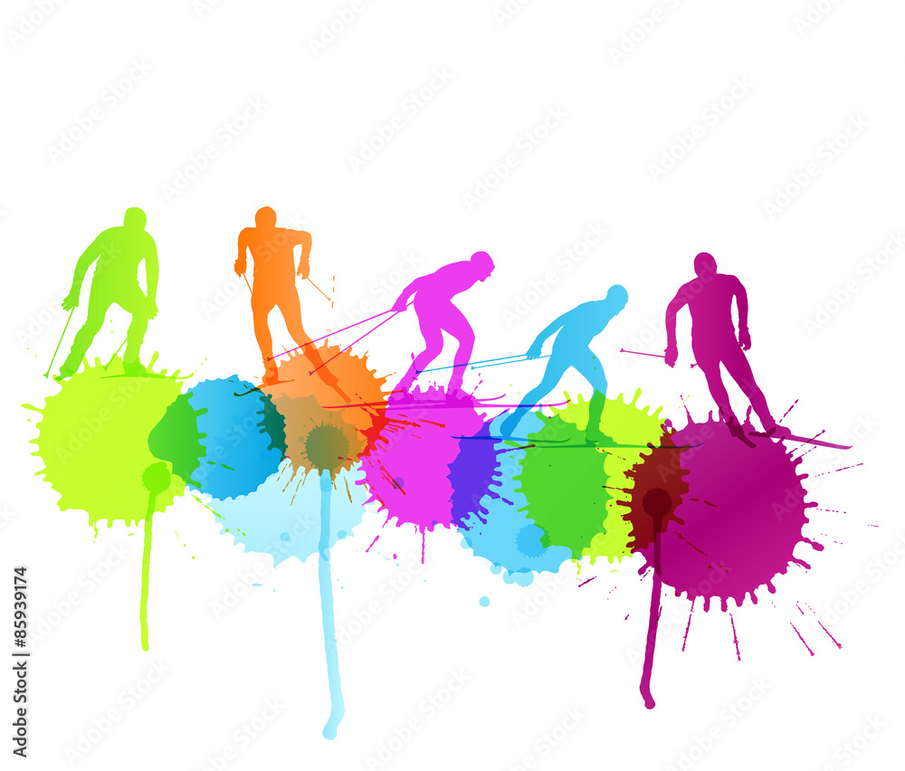 Fototapeta premium Cross country skiing vector background concept
