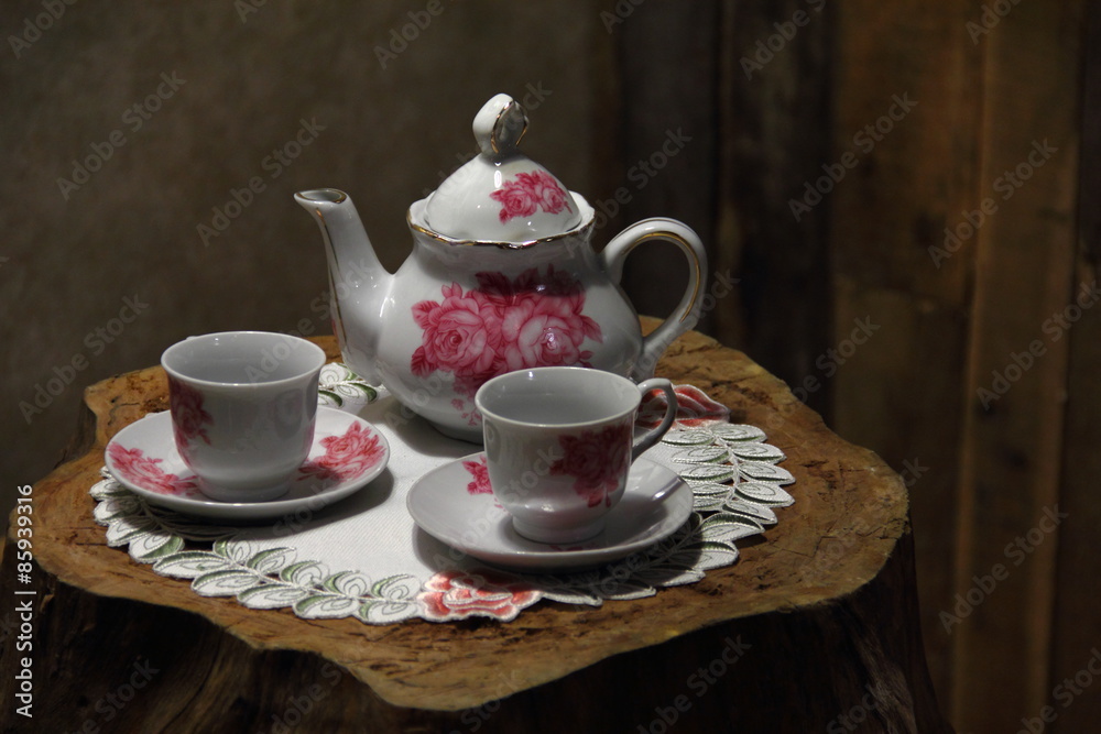 Fototapeta premium Tea set up close