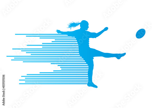 Rugby player woman silhouette vector background concept