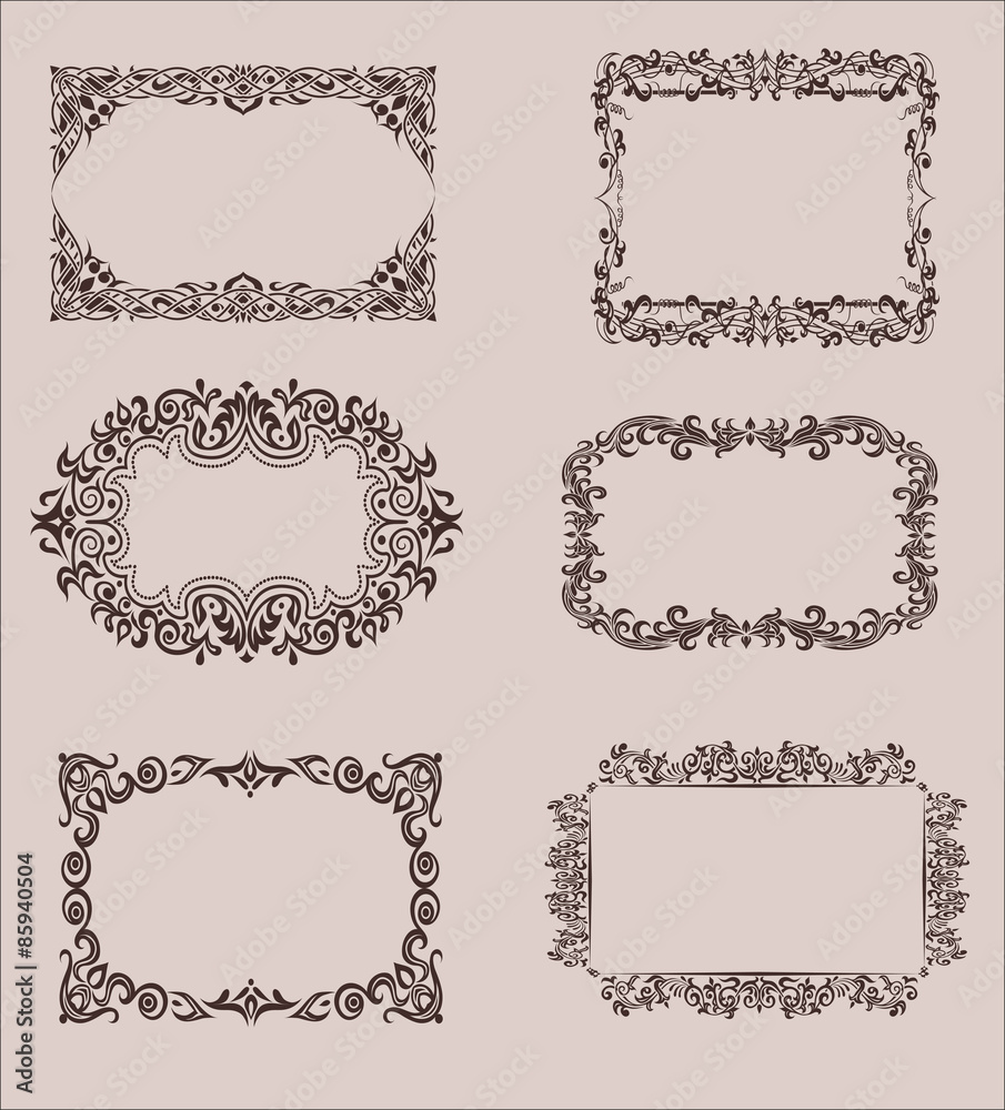 Set of Calligraphic Design Elements and Page Decoration Set of Calligraphic Design Elements and Page Decoration