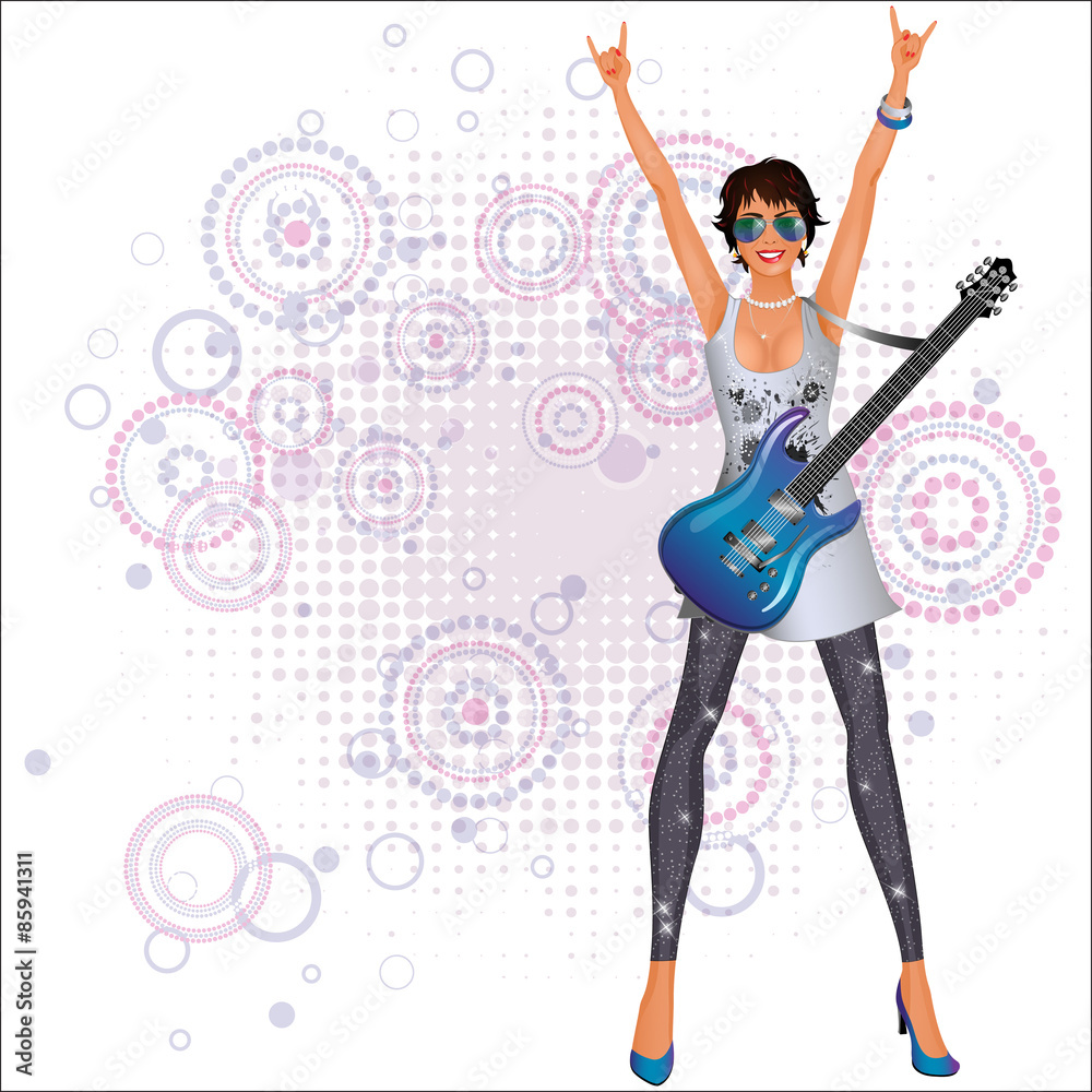 Beautiful girl with a guitar Beautiful girl with a guitar