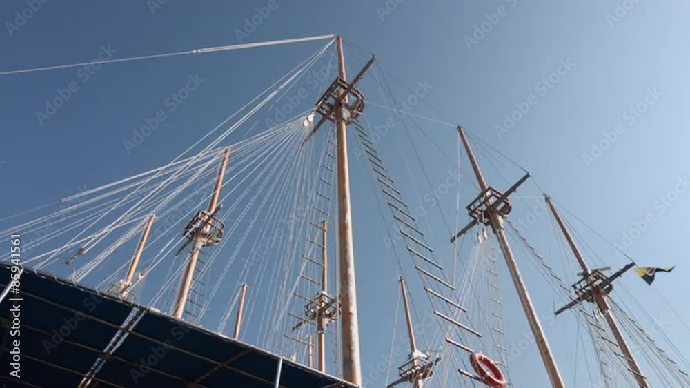 Old ship mast. 4K raw video record. Old ship mast. 4K raw video record.
