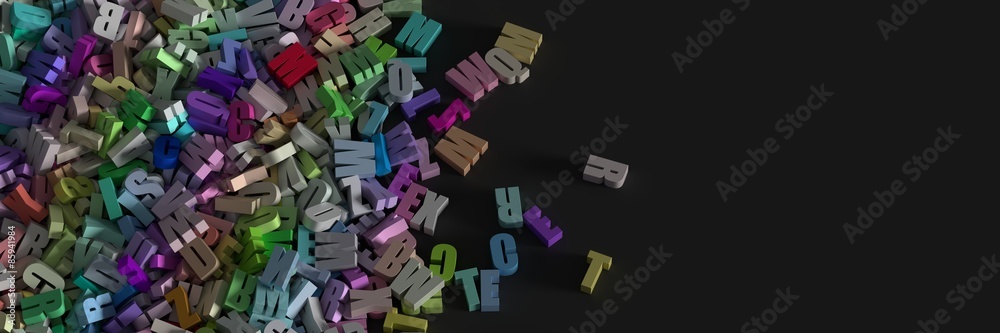 Fototapeta premium Infinite letters background, original 3d illustration.