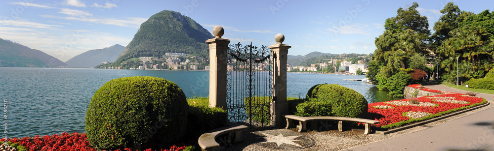 Fototapeta premium Lugano, Switzerland - View of the gulf from the botanical garden