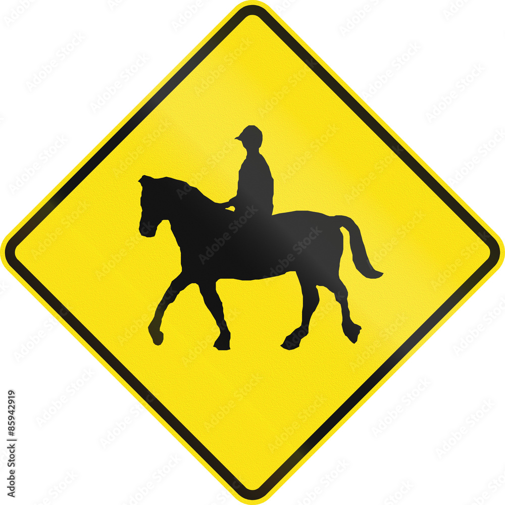 An Australian warning traffic sign - Equestrians An Australian warning traffic sign - Equestrians