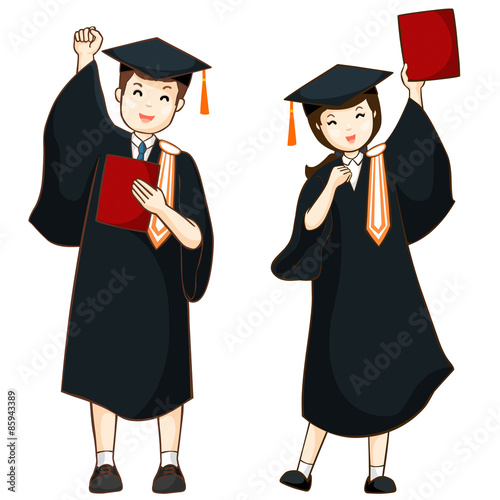 boy and girl graduate from high school vector