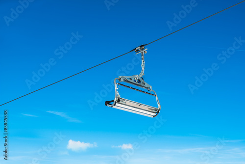 Cable ski against blue sky