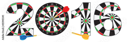 2016 New Year Number Outline Dartboard