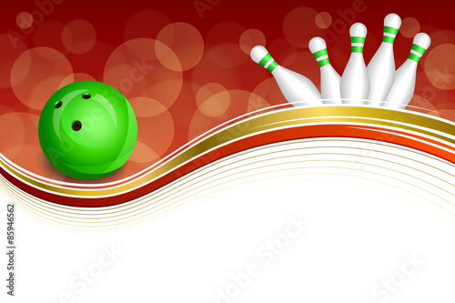 Background abstract red bowling green ball gold frame illustration vector