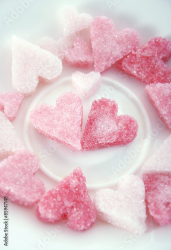 Pink sugar hearts for valentine's day