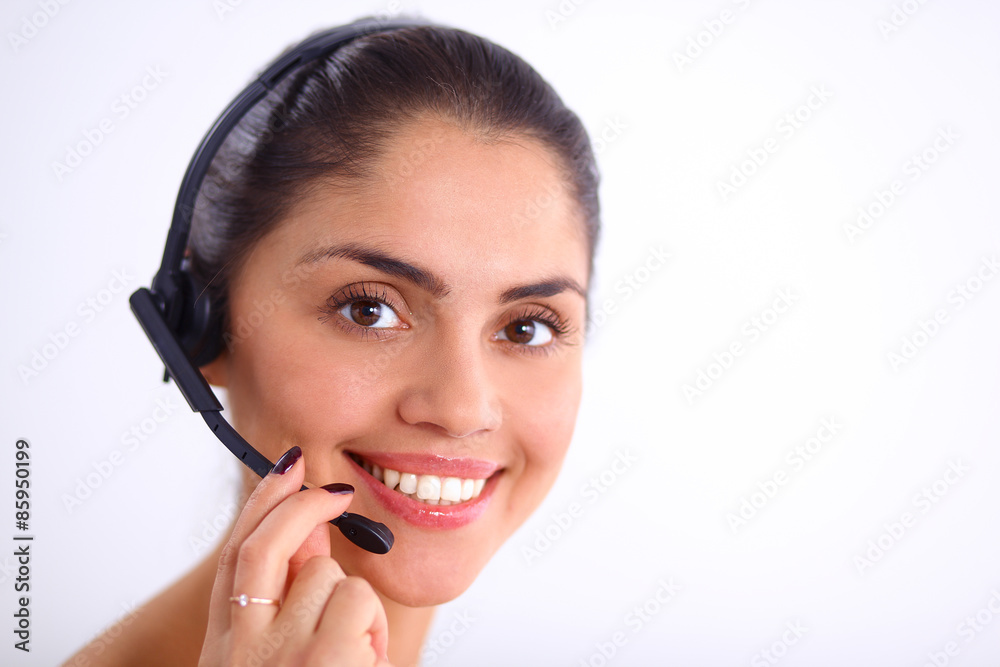 Close-up portrait of a customer service agent sitting at office Close-up portrait of a customer service agent sitting at office