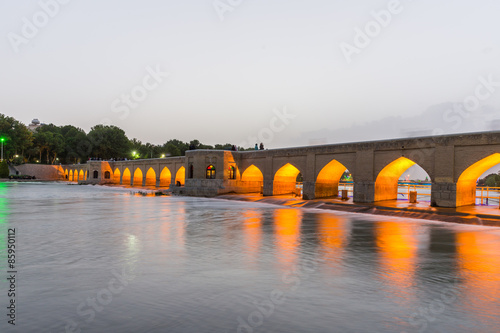 The ancient Joui bridge (Pol-e-Joui or Choobi), in Isfahan, Iran photo