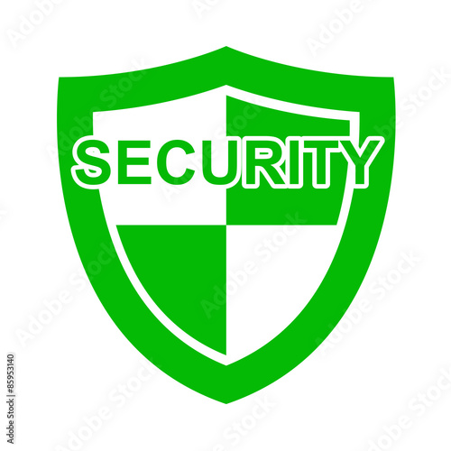 Icono texto SECURITY en escudo verde