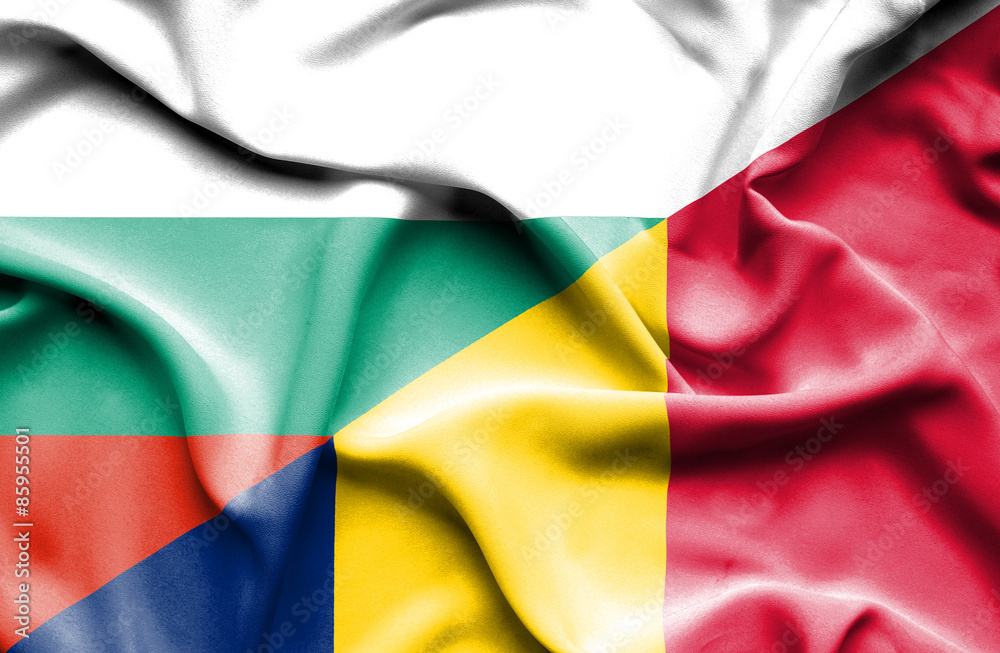 Waving flag of Chad and Bulgaria Waving flag of Chad and Bulgaria