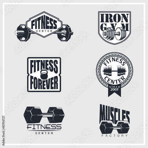 Fitness, gym emblems