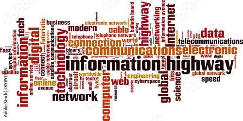 Information highway word cloud concept. Vector illustration