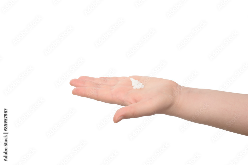 white lotion on a hand