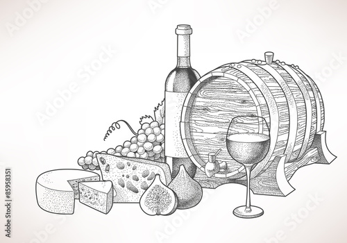Wine, cheese and figs