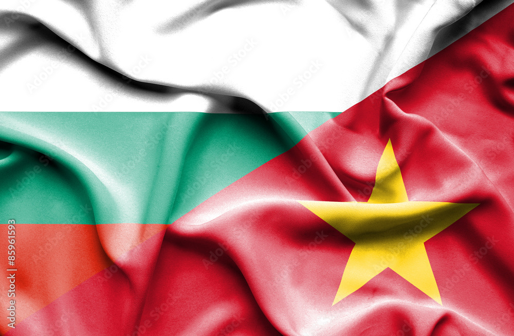 Waving flag of Vietnam and Bulgaria Waving flag of Vietnam and Bulgaria