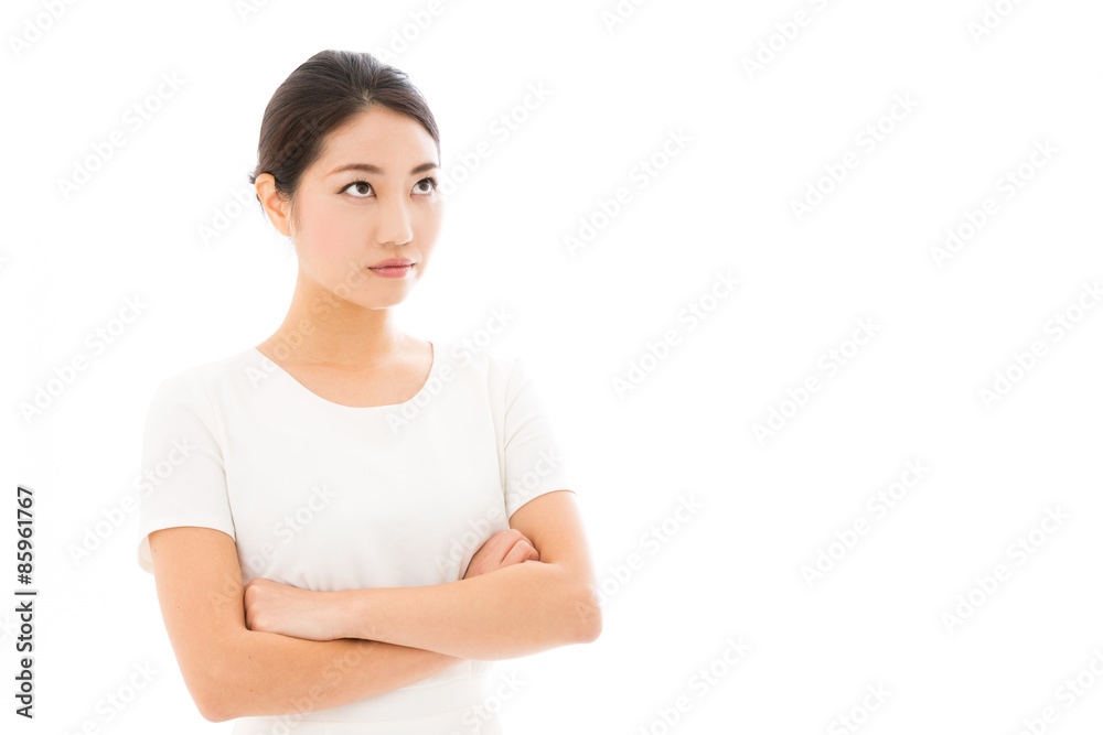 attractive asian woman on white background attractive asian woman on white background