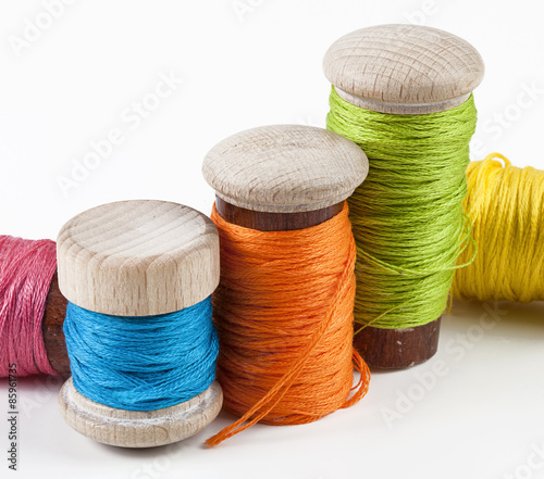 Spools of colored cotton photo